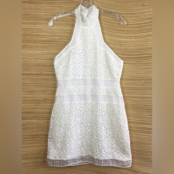Alexis Robin Lace Halter Mini Dress in White / Ivory Size L - Picture 3 of 10